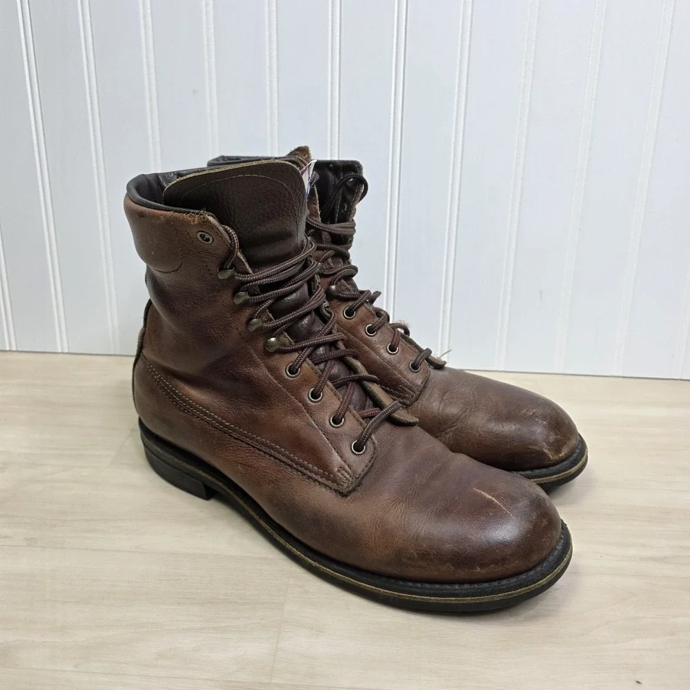Foot-So-Port Boots Brown Leather Ankle Lace Up Men's‎ Size 8